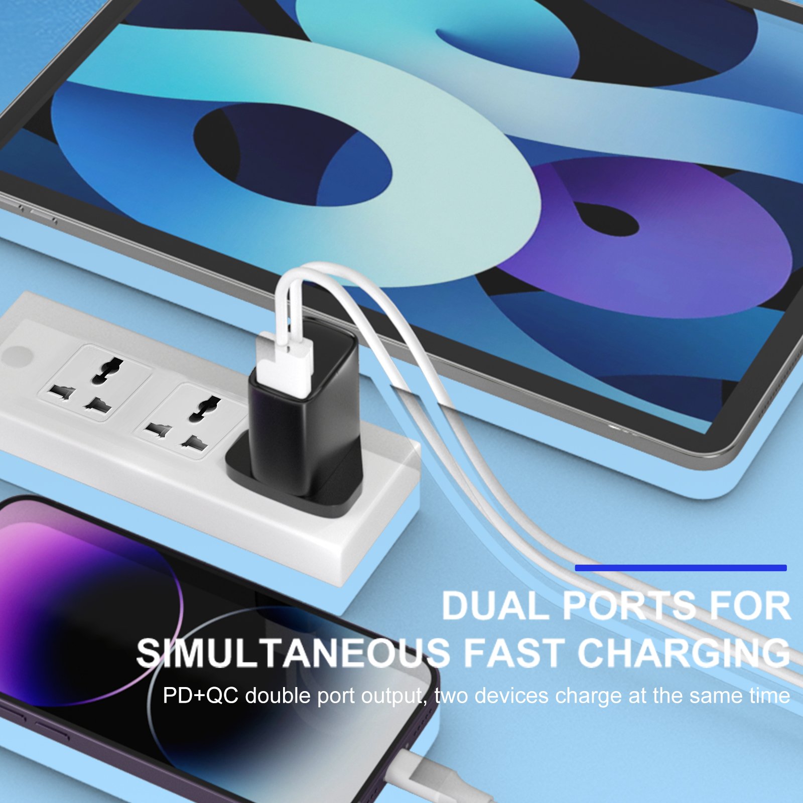 wall charger, power adapter, 2 ports charger, fast charger, uk plug charger